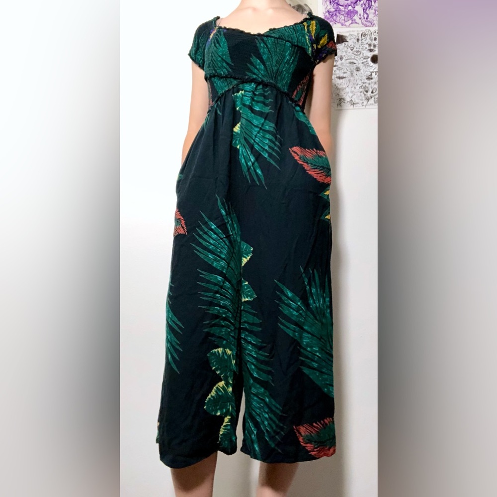 Patrons of Peace Tropical Cropped Romper W/ pocket’s